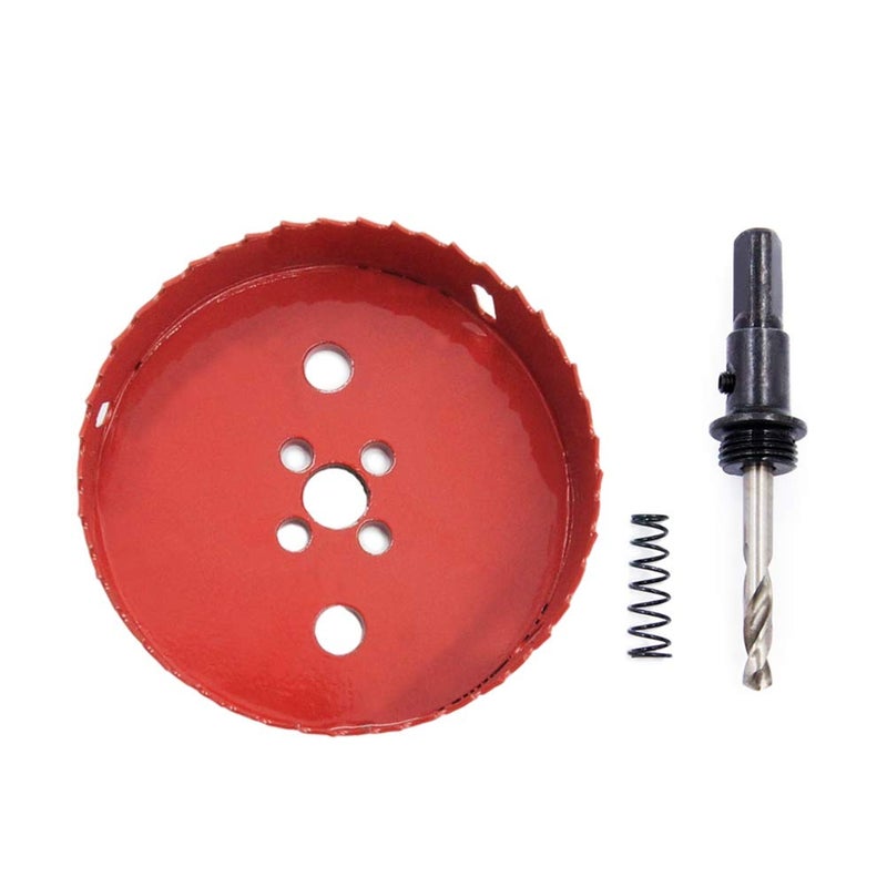 Laiwei Hole Saw Drill Bit LAIWEI HSS Hole Cutter with Arbor for Wood,PVC Board and Plasterboard(4-1/8"(105mm Hole Saw)) - Image 3